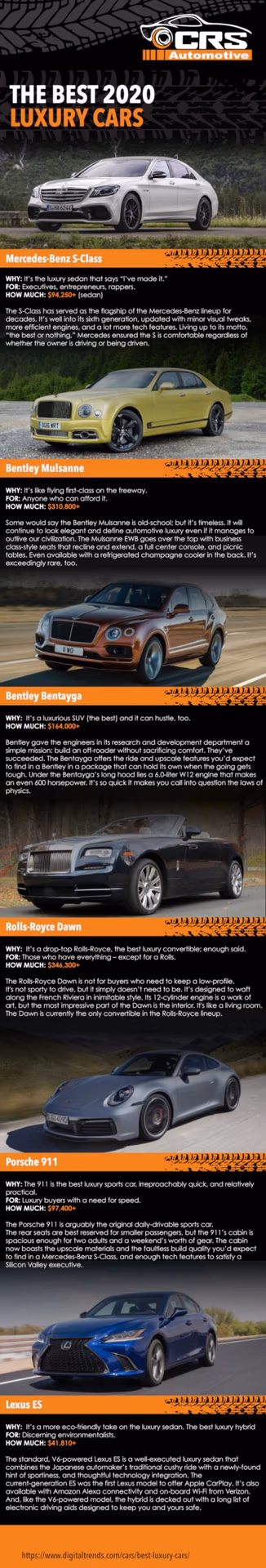 The Best 2020 luxury cars-Infographic The Best 2020 luxury cars-Infographic