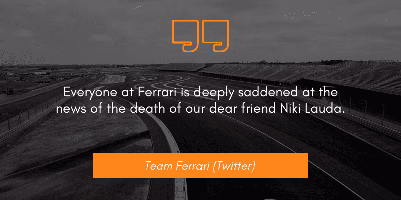 Team Ferrari (Twitter) niki lauda dies